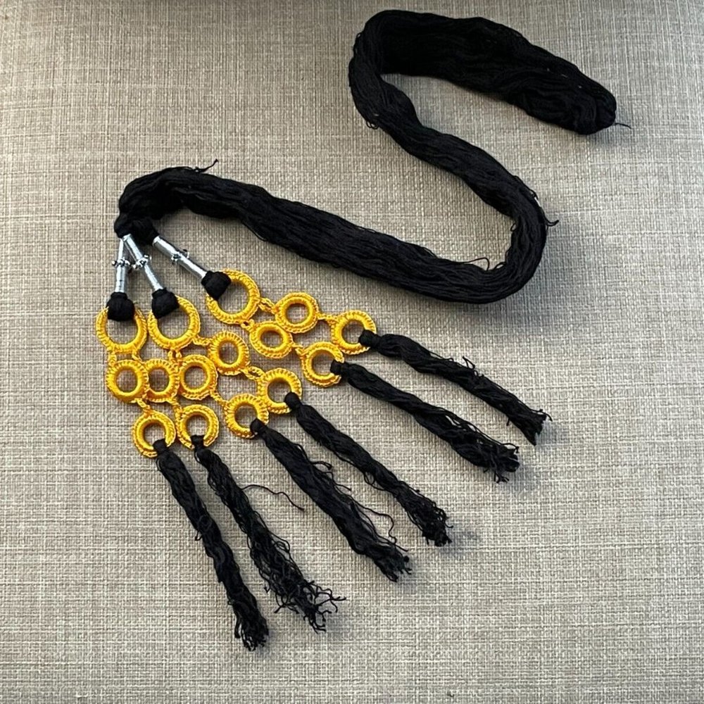 Hair Pranda Black/Yellow Tone Cultural Hair Accessory Traditional Parandi - Picture 5 of 8